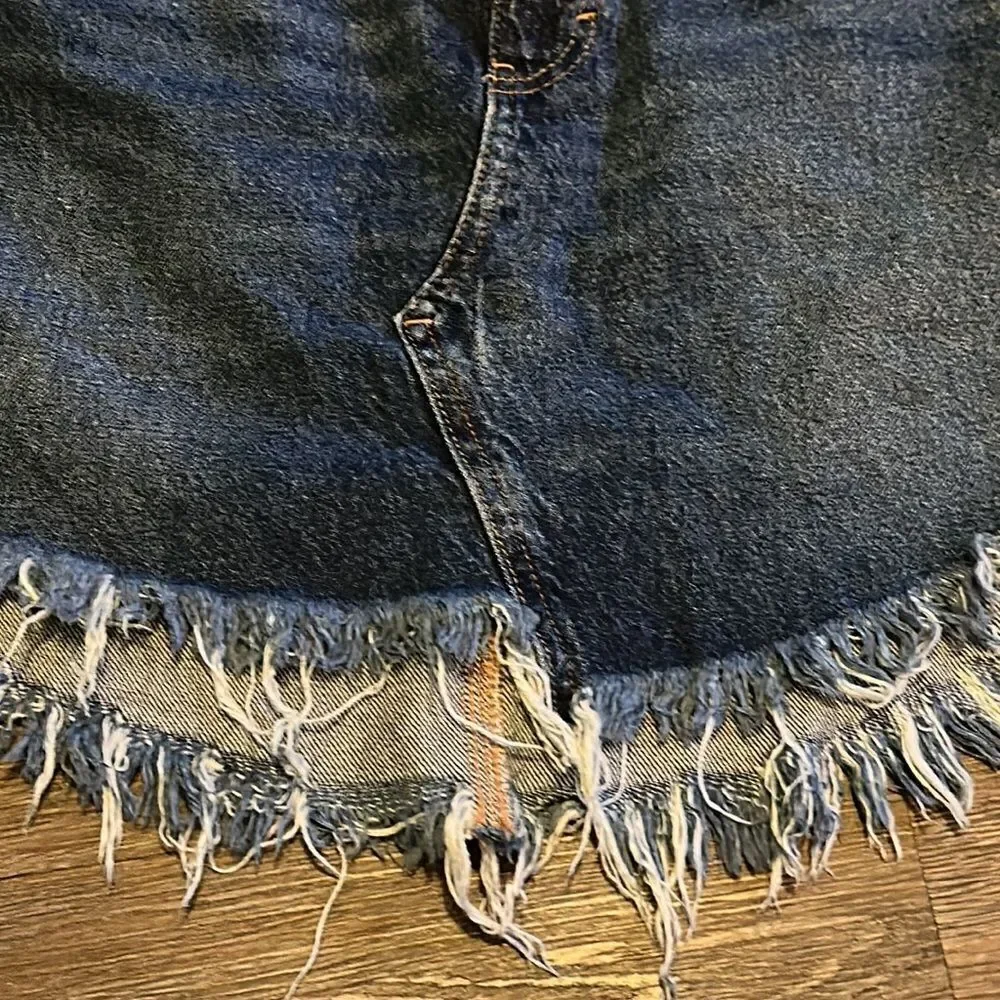 We the free Bailey fringe hem denim skirt 27 western festival
